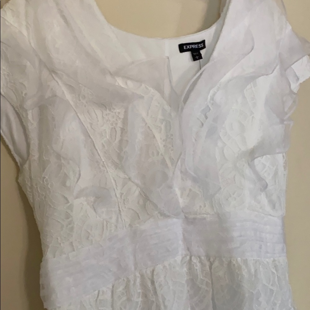 Express White Ruffled Top - Picture 4 of 8